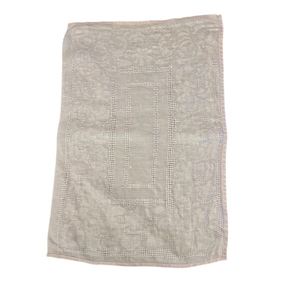 Vintage Linen Cutwork Embroidered Placemats Set of 4 Dusty Pink Used 14x13 - Picture 10 of 16